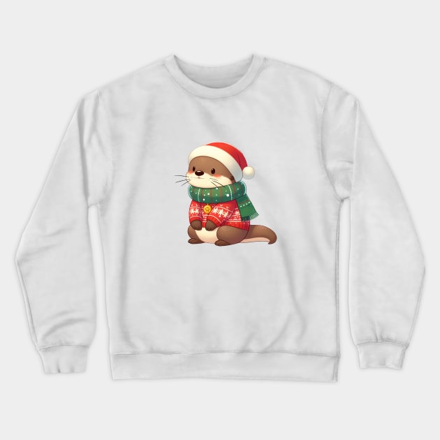 Adorable Christmas Otter Crewneck Sweatshirt by Takeda_Art